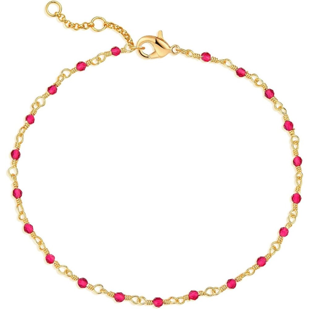 Gold Beaded Bracelets,18K Gold Plated Handmade Cute Satellite Diamond Cut Oval